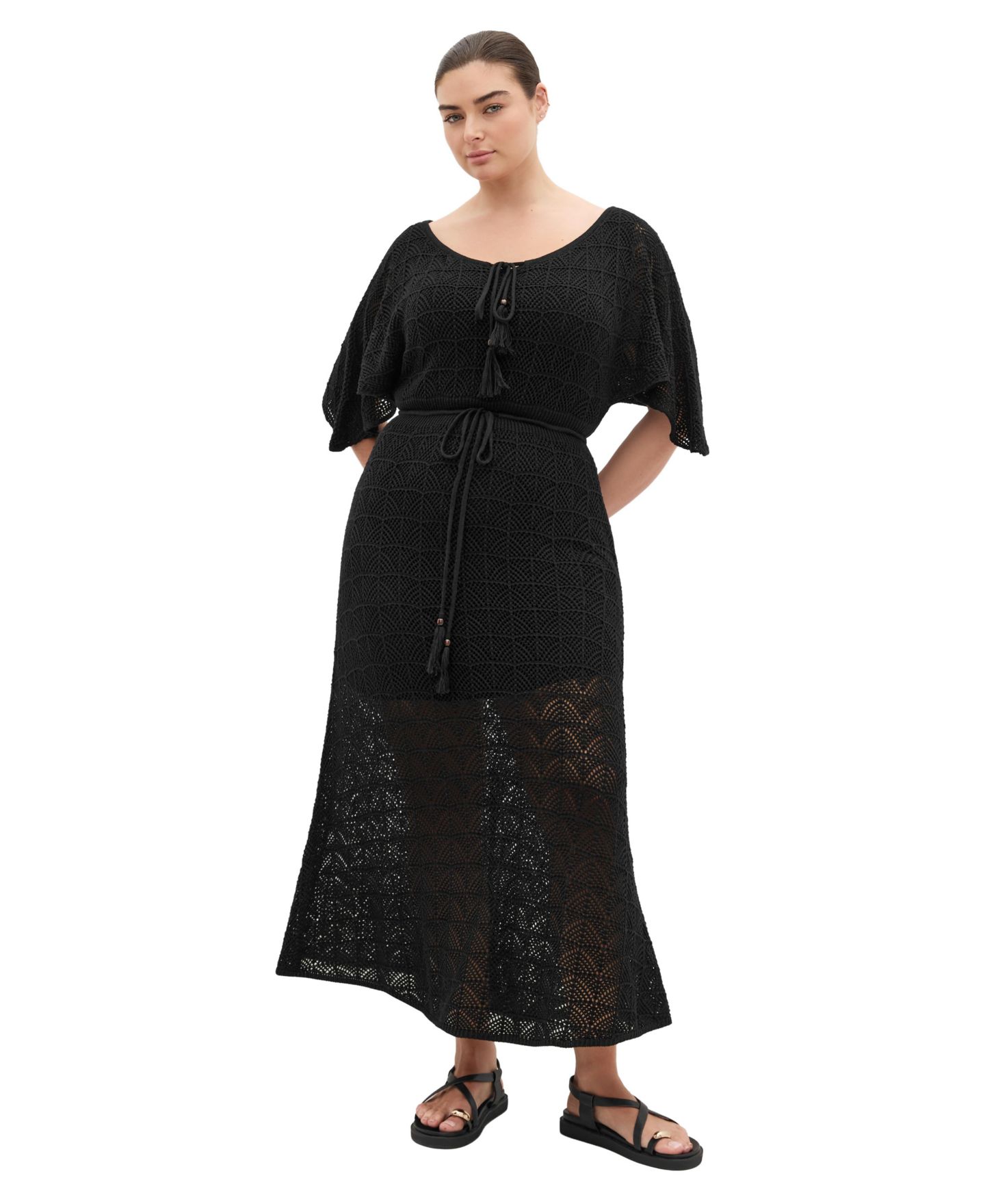 Женское платье CITY CHIC Plus Size Cassie Crochet Knit, цвет: Чёрный — фото 1