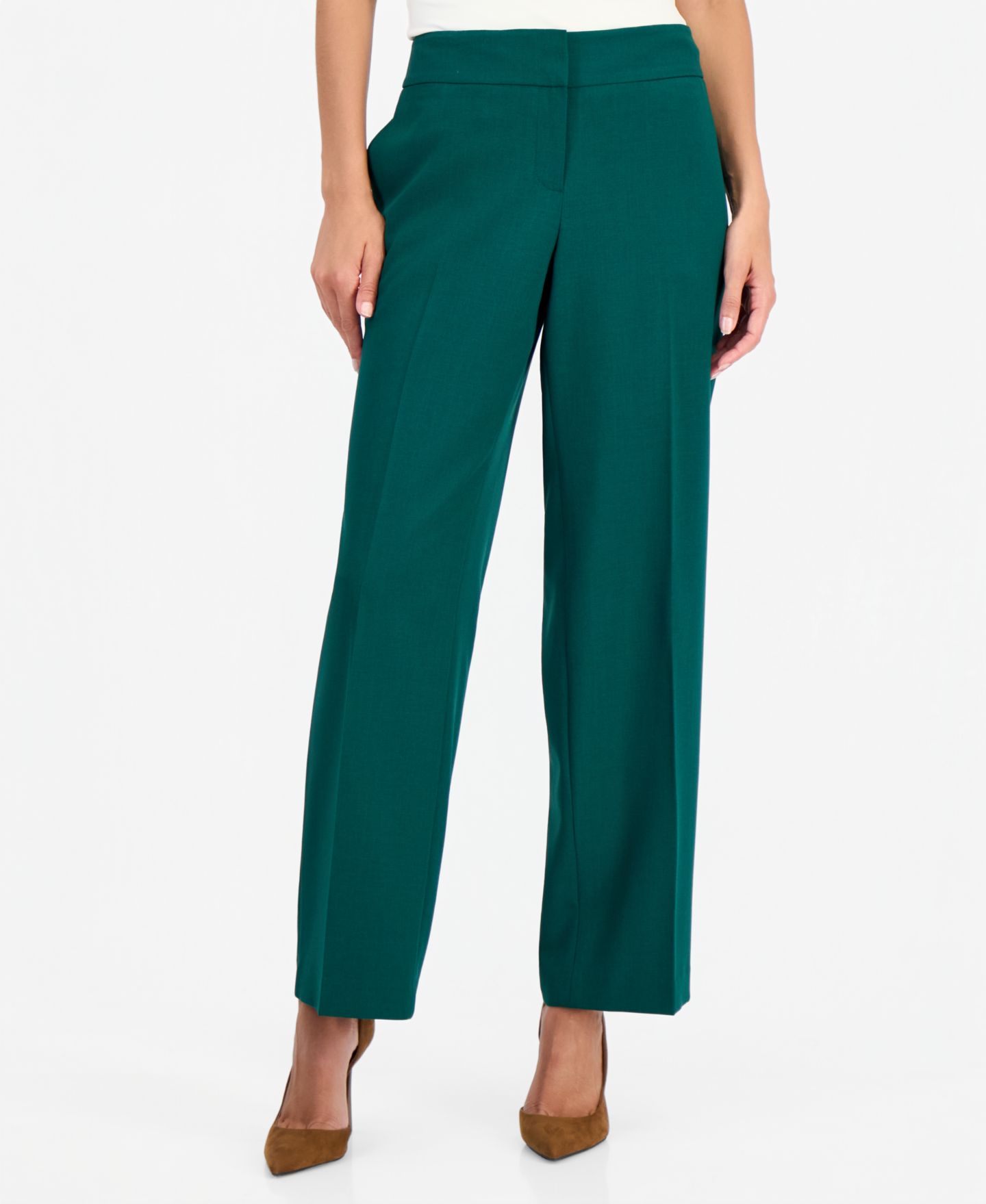 Женский комплект Le Suit Notch-Collar Stretch Wide-Leg Jacket and Pants, 2-Piece Set, цвет: Изумрудный — фото 5