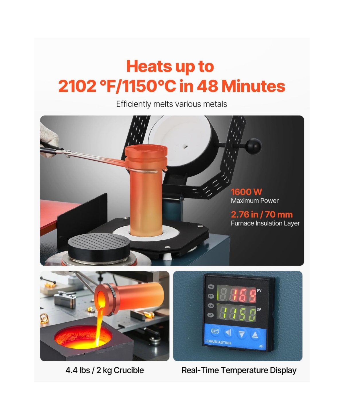 Sevorley Vacuum Investment Casting Machine with Melting Furnace, All-in-One Jewelry Caster