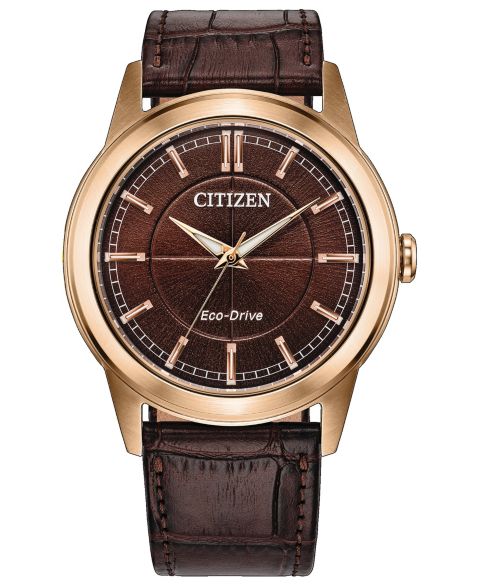 Мужские часы Citizen Rolan с коричневым кожаным ремешком, 41 мм
