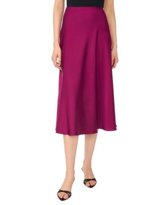 Women's A-line Side-Zip Satin Midi Skirt