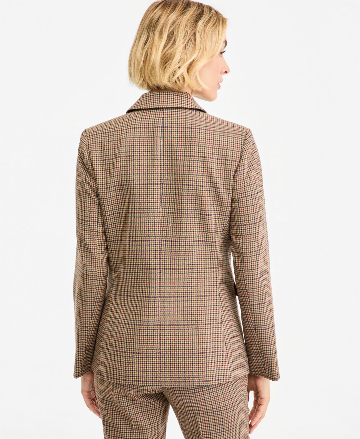 Женский пиджак Tahari ASL Glenn Plaid 2-Button Blazer, цвет: Клюквенный разноцветный — фото 2