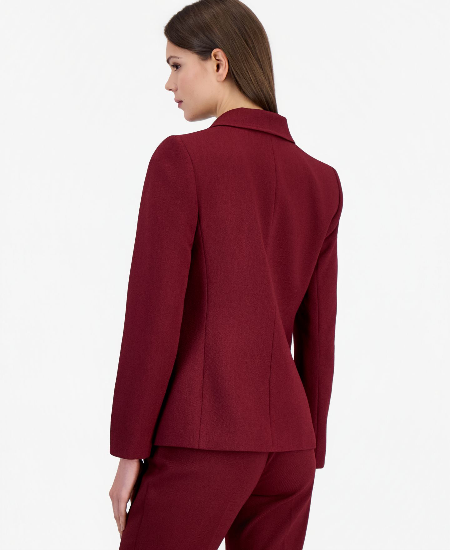 Женский пиджак Tahari Petite Single-Breasted Shoulder-Pad Blazer, цвет: Клюквенный — фото 3