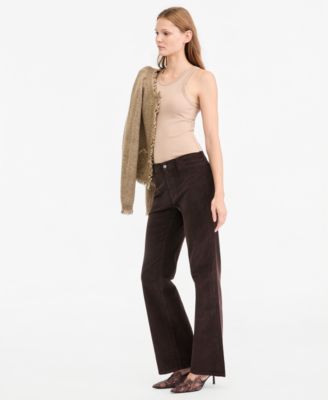 Women's Luelle Corduroy High-Waist Straight-Leg Pants