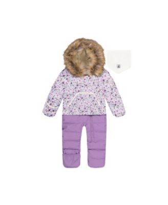 Baby Girls Snug One Piece Snowsuit Adapted for Car Seats Printed Mini Flowers