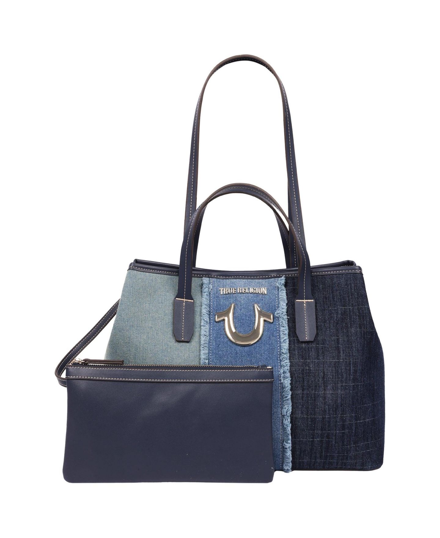 Женская сумка True Religion Frayed Denim Horseshoe Tote with Removable Wristlet, цвет: Синий — фото 2