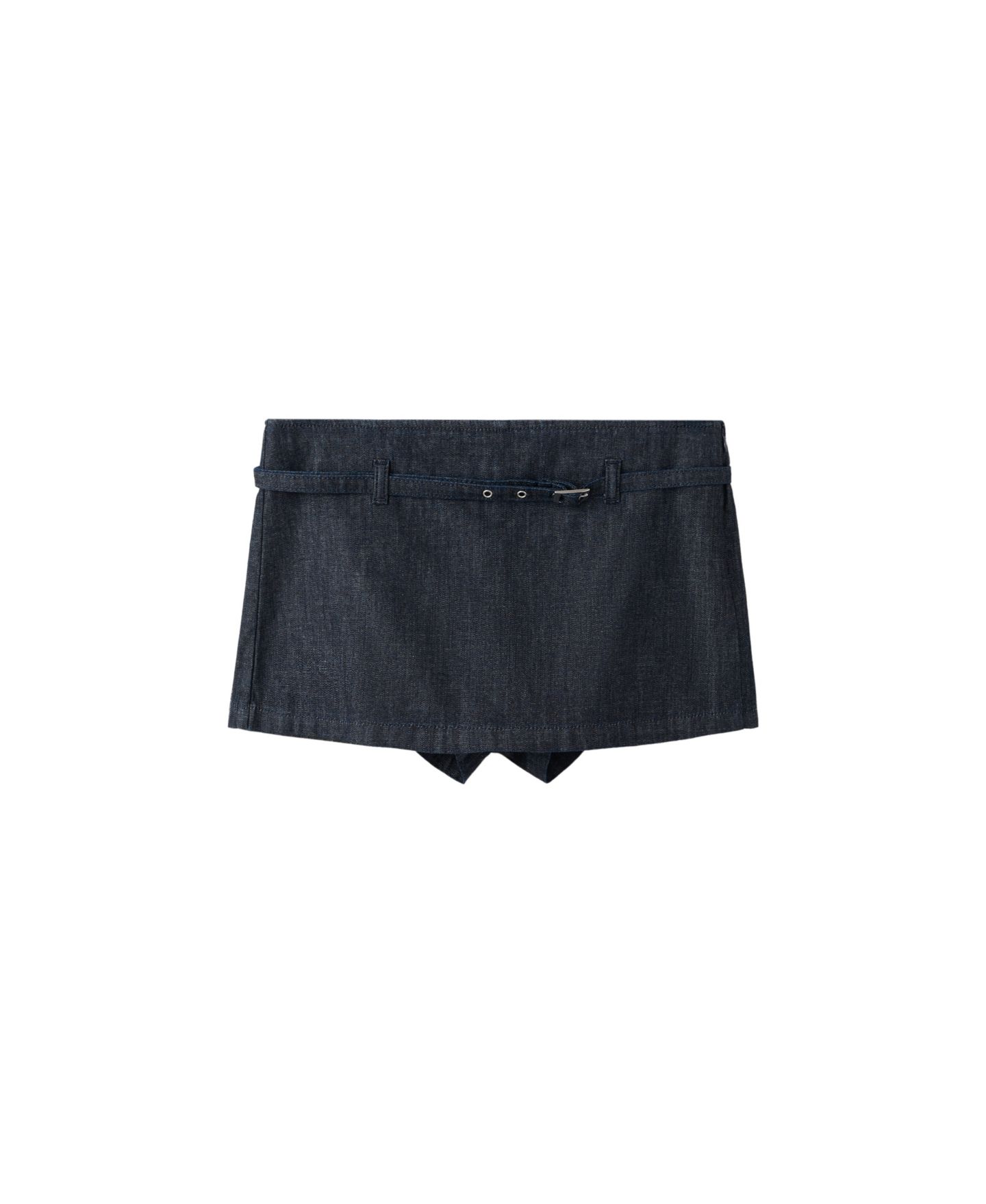 Женская юбка-шорты Mango Low-Rise Wide-Leg Denim Skort, 2" Inseam, цвет: Синий — фото 5
