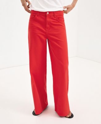 Women's Low-Rise Wide-Leg Colored Jeans, 32.09" Inseam
