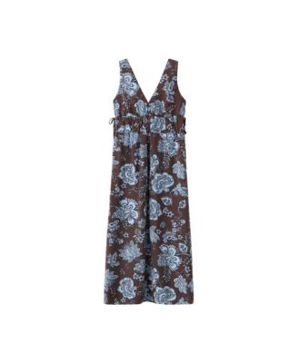 Women's Floral Midi V-Neck Dress