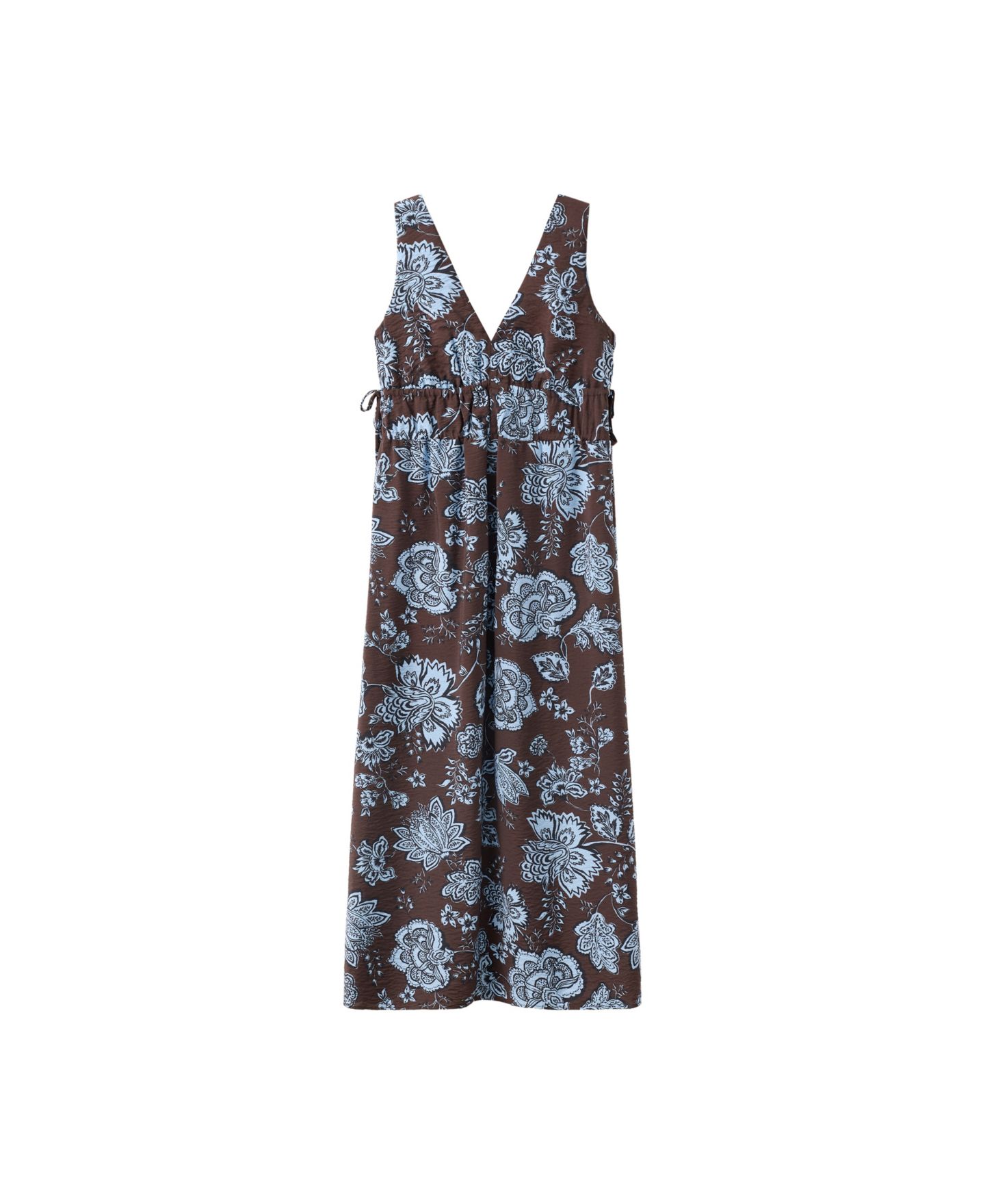 Женское платье Mango Floral Midi V-Neck, цвет: Шоколадный — фото 1
