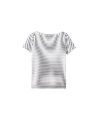 Women's Short-Sleeve Boat Neck Fine-Knit Sweater