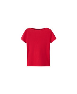 Women's Short-Sleeve Boat Neck Fine-Knit Sweater