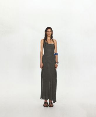 Women's Asymmetrical Striped Sleeveless Knit Dress