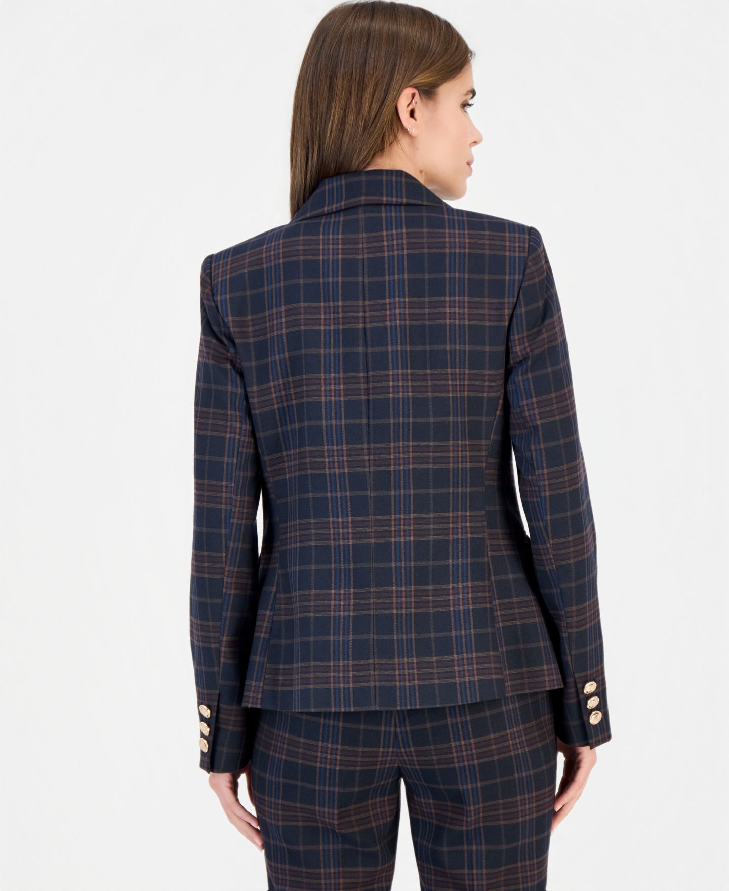 Женский пиджак Tahari ASL Double-Breasted Plaid Blazer, цвет: Тёмно-синий клюквенный — фото 2