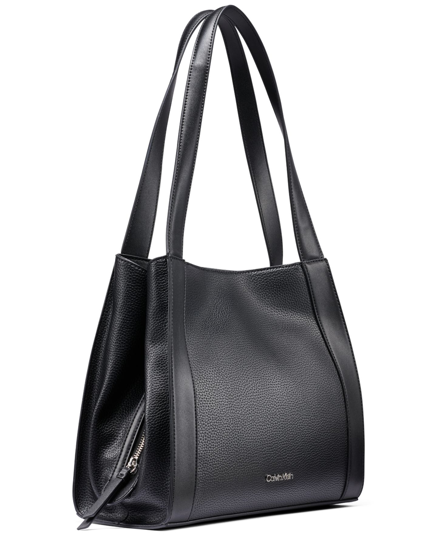 Женская сумка Calvin Klein Masie Magnetic Snap Medium Tote Handbag, цвет: Чёрный / Серебряный — фото 3