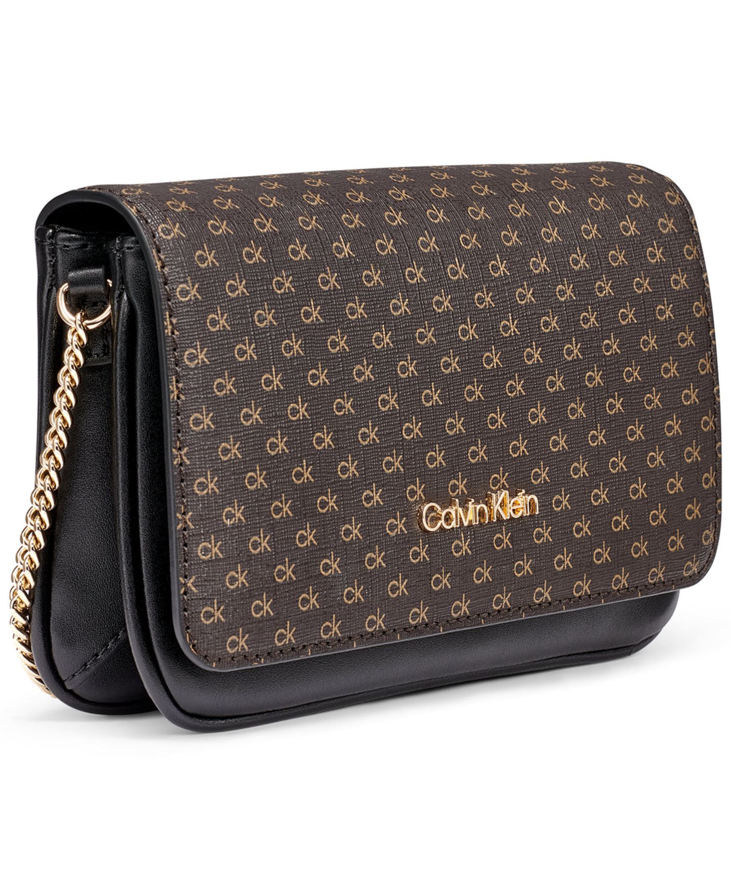 Женская сумка Calvin Klein Magnetic Snap Emma Mini Crossbody Satchel Handbag, цвет: Коричневый хаки / Чёрный — фото 3