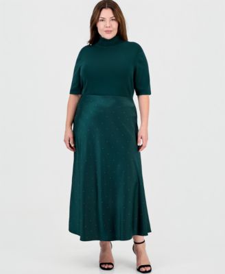 Plus Size High-Waisted Midi Embellished Skirt