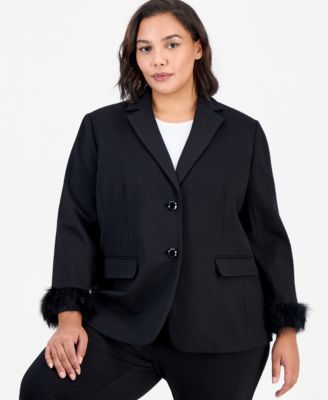 Plus Size Notch-Collar 2-Button Blazer