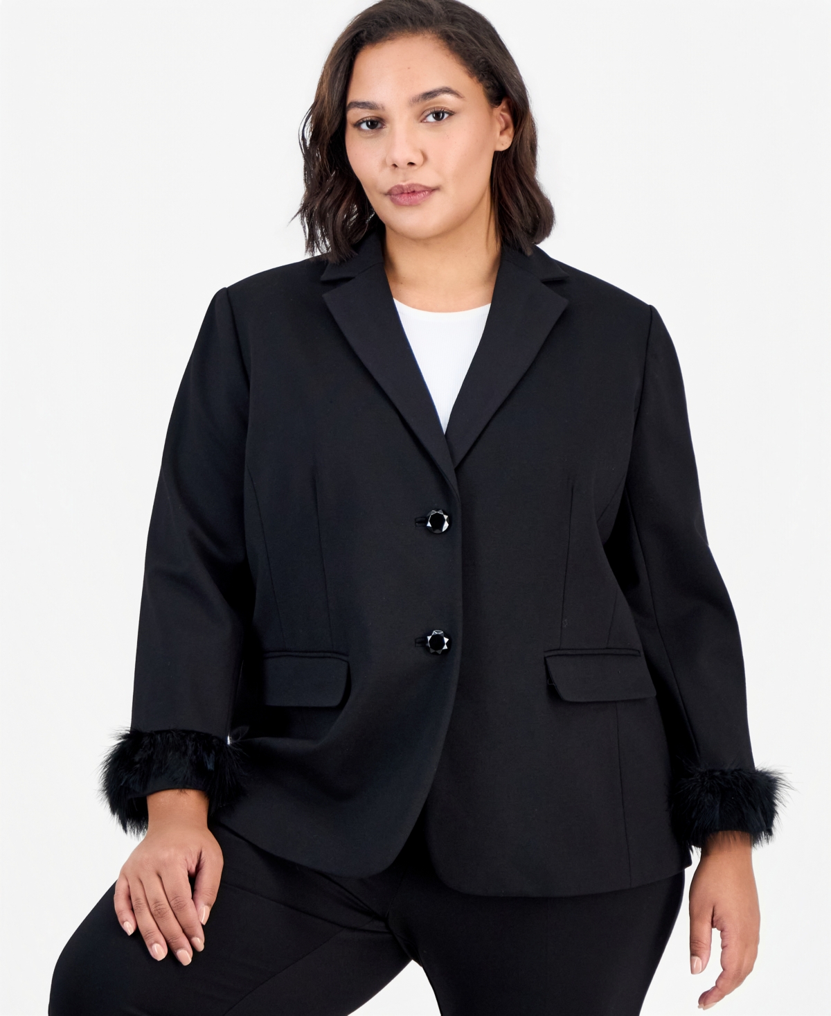 Anne Klein Plus Notch-Collar 2-Button Blazer