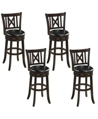 Swivel Bar Stools Set of 4 with Hollowed Backrest and Footrest