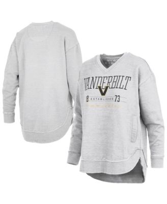 Women's Heather Gray Vanderbilt Commodores Marcus East Hall Poncho V-Neck Sweatshirt