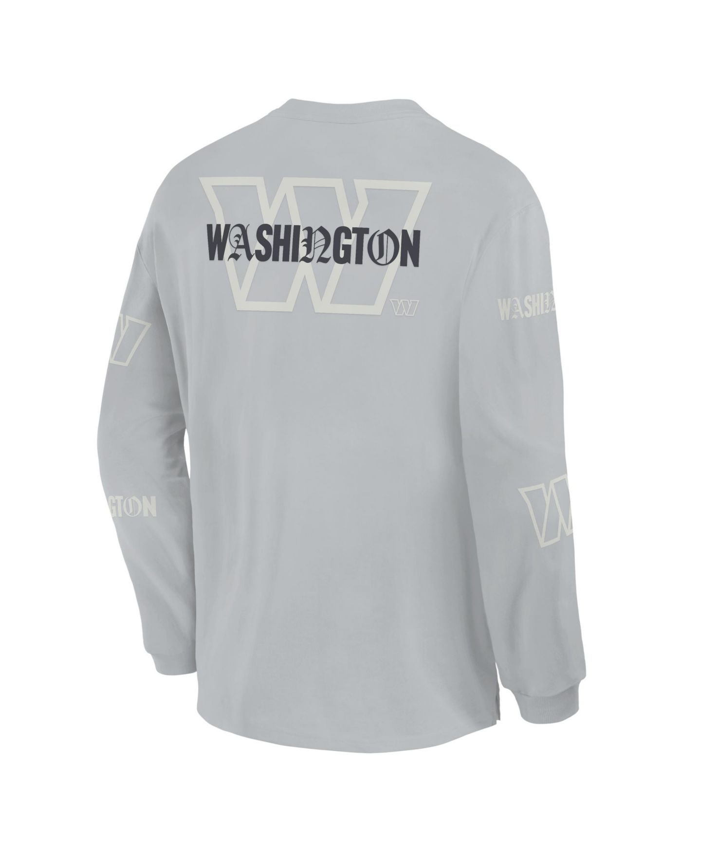 Мужская футболка Fanatics Gray Washington Commanders Oversized Type Play Long Sleeve — фото 3