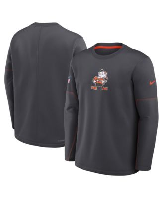 Men's Charcoal Cleveland Browns Sideline Coaches Team Present Midweight Therma-FIT Sweatshirt