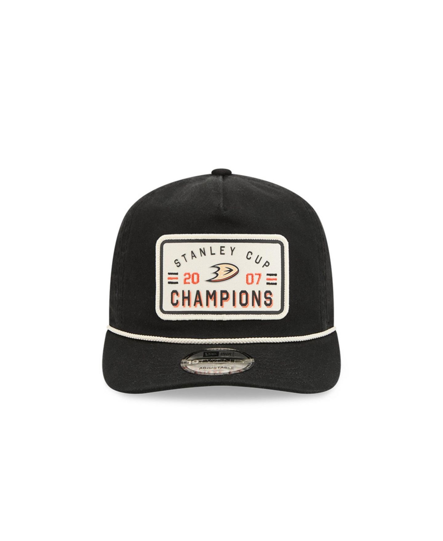 Мужская кепка New Era Black Anaheim Ducks Throwback Stanley Cup Champions Side Patch 19TWENTY Adjustable Hat — фото 2
