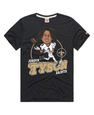 Men's and Women's Jordyn Tyson Charcoal New Orleans Saints Caricature Player Graphic Tri-Blend T-Shirt