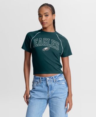 Women's Philadelphia Eagles Offensive Scheme Cropped Raglan Crewneck T-Shirt