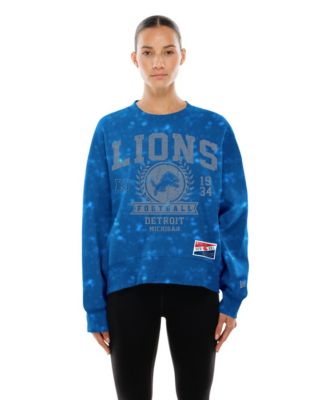 Women's Blue Detroit Lions Throwback Oversized Boxy Sweatshirt