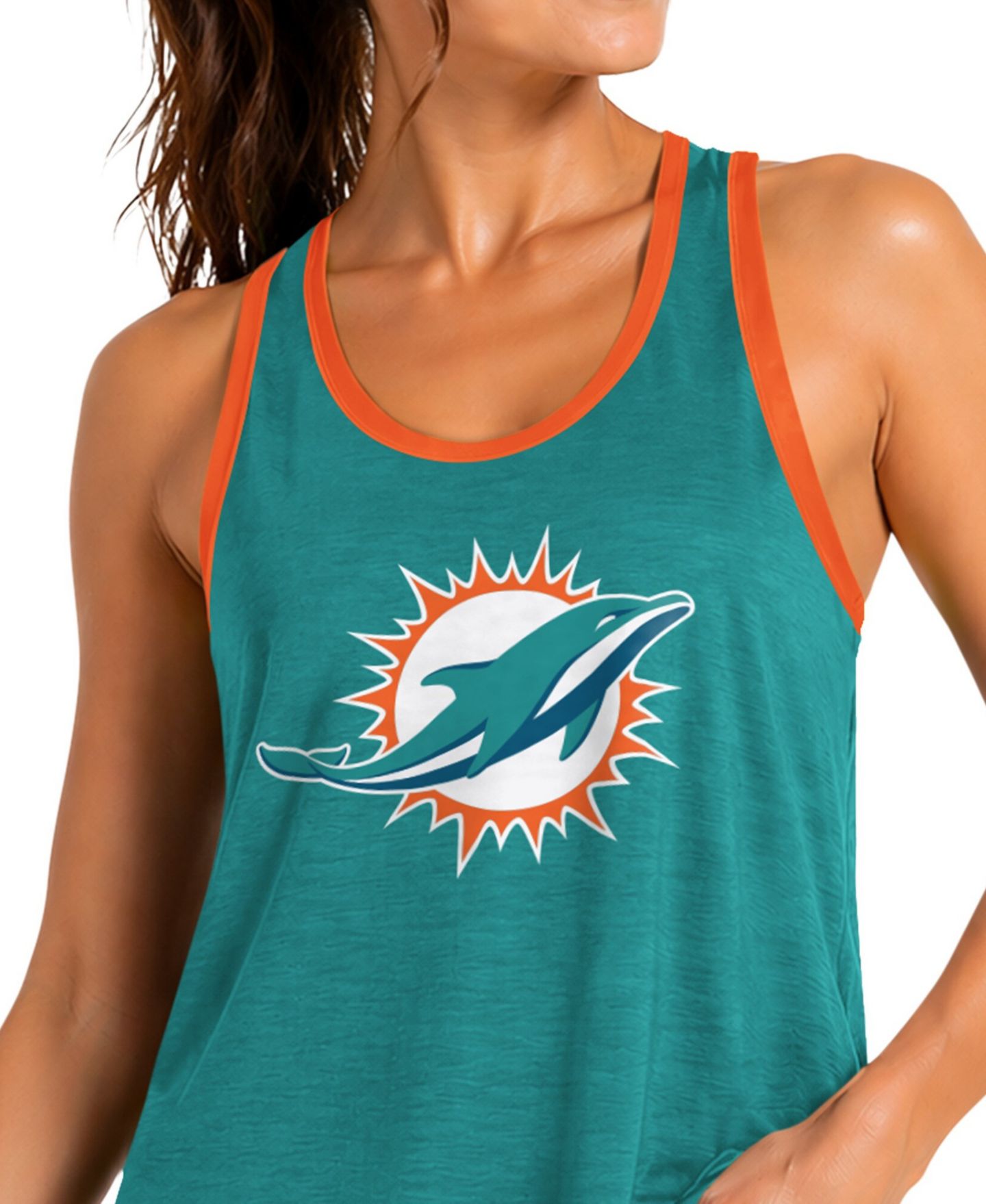 Женский топ G-III 4Her by Carl Banks Aqua Miami Dolphins Tater II Racerback — фото 3