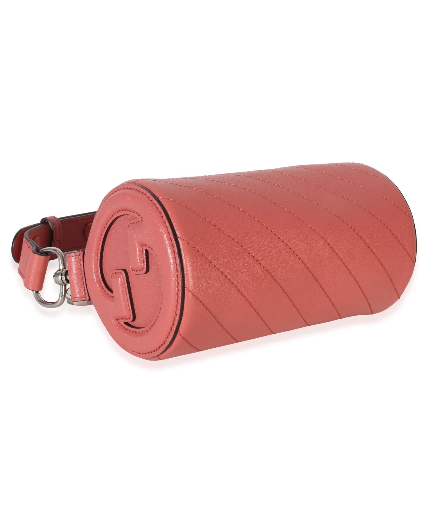 Pink Diagonal Quilted Calfskin Mini Blondie Barrel Bag