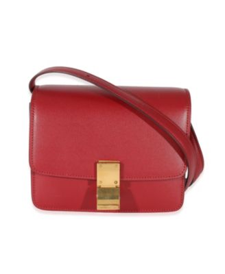 Red Smooth Calfskin Small Classic Box Bag