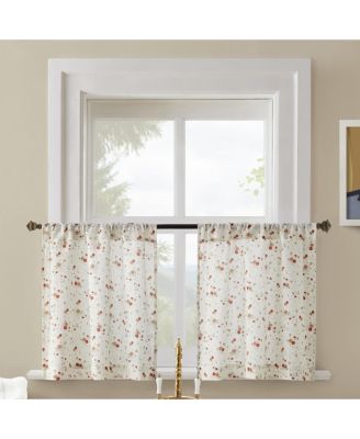 Mirabelle Ditsy Floral Semi-Sheer Rod Pocket Kitchen Curtain Tier Pair