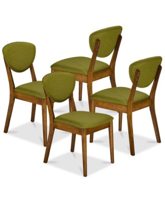 Set of 4 Wooden Dining Chairs, Wood Modern Farmhouse Upholstered Chairs