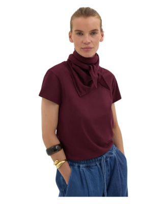 Women's Minna Slim Fit Scarf Detail Slub T-Shirt
