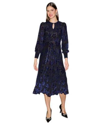 Women's Velvet Floral Midi Dress