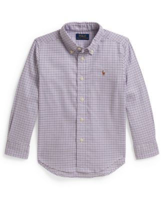 Boys' 2T-7 Checked Performance Oxford Shirt