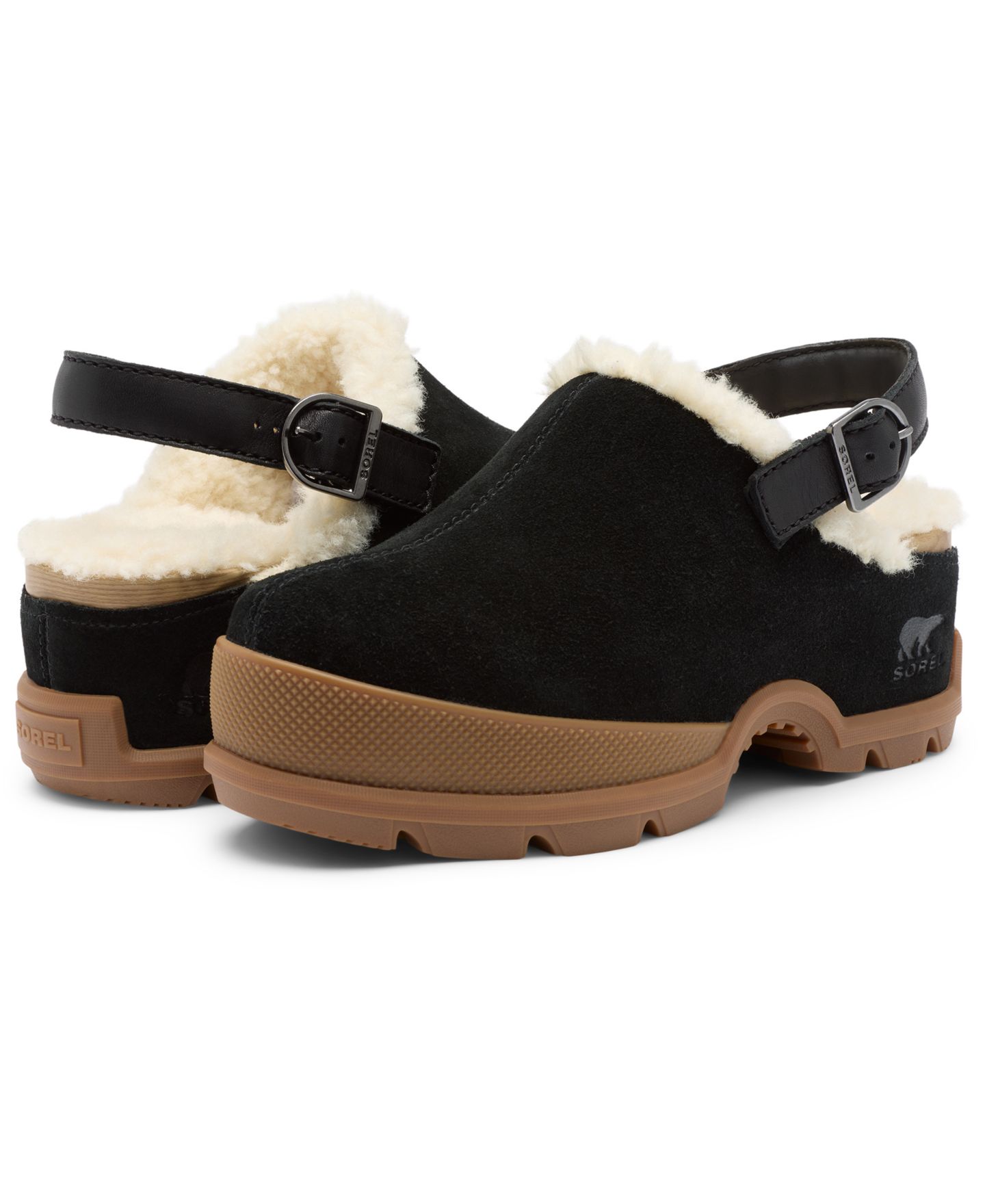 Женские сабо Sorel Roam'N Cozy Slingback, цвет: Чёрный / Карамельный — фото 9