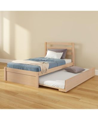 Bear Twin Single Bed With Trundle, Oak Embossed