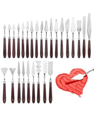 Stainless Steel Palette Knife Set Wood Handle Oil Painting Spatula Kit