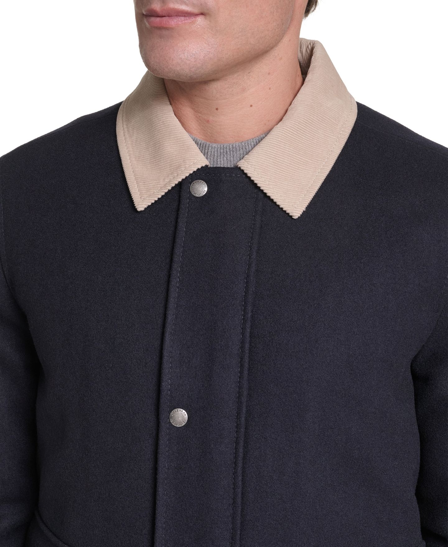 Мужская куртка Cole Haan Front-Zip Melton Wool, цвет: Тёмно-синий — фото 4