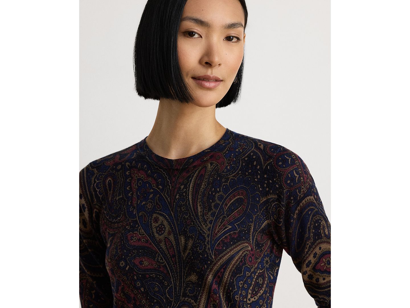 Женский свитер Lauren Ralph Lauren Petite Paisley Cotton-Modal Blend Slim-Fit, цвет: Тёмно-синий разноцветный — фото 3