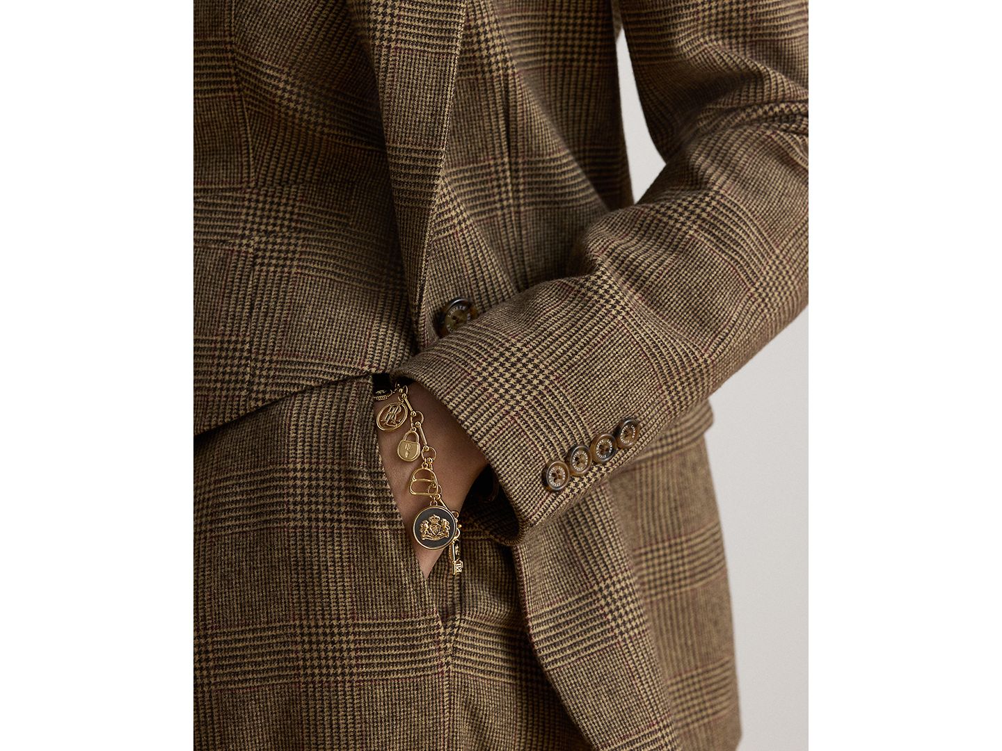 Женский пиджак Lauren Ralph Lauren Glen Plaid Wool Twill Tailored, цвет: Коричневый / Рыжевато-коричневый разноцветный — фото 4