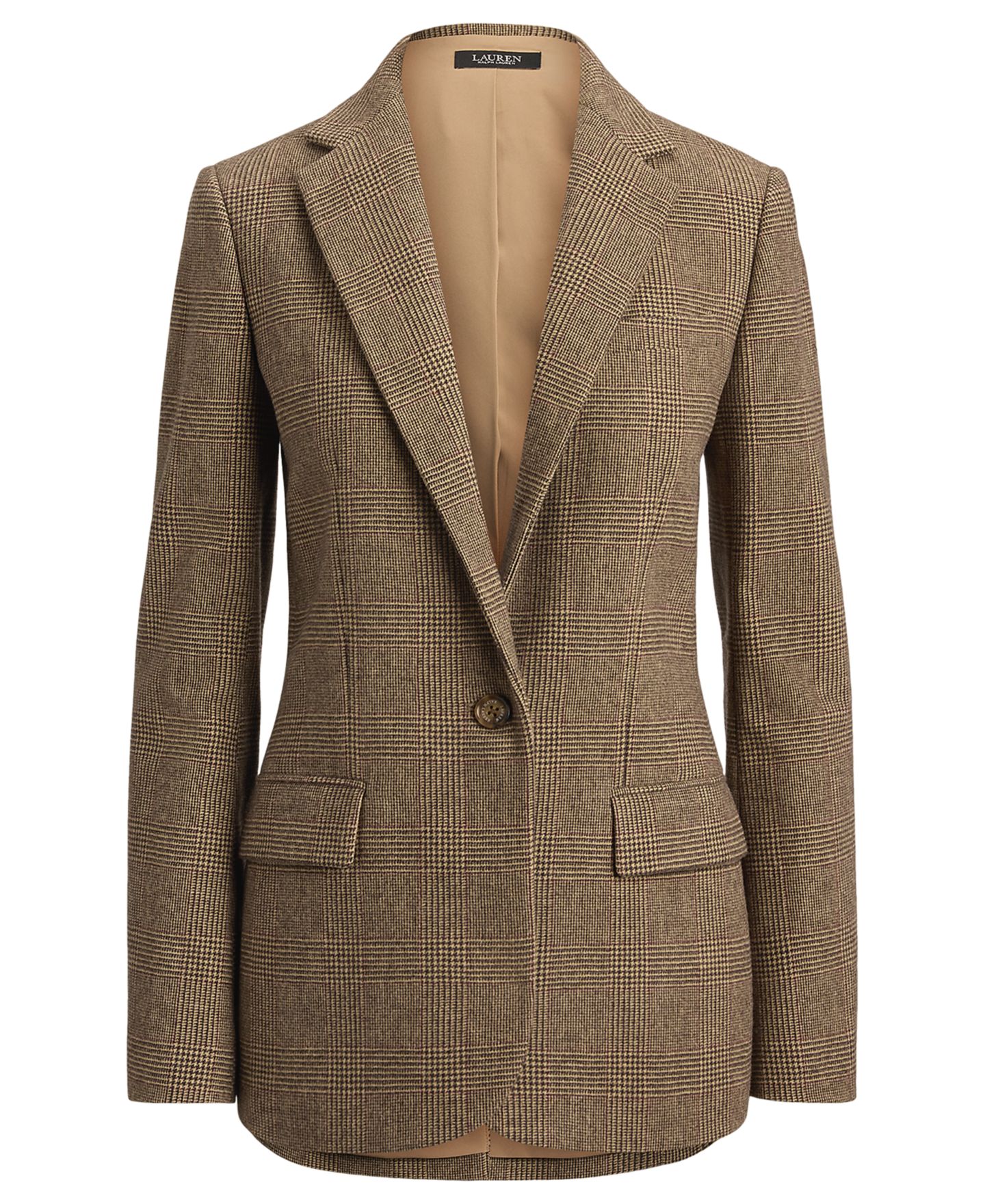 Женский пиджак Lauren Ralph Lauren Glen Plaid Wool Twill Tailored, цвет: Коричневый / Рыжевато-коричневый разноцветный — фото 6
