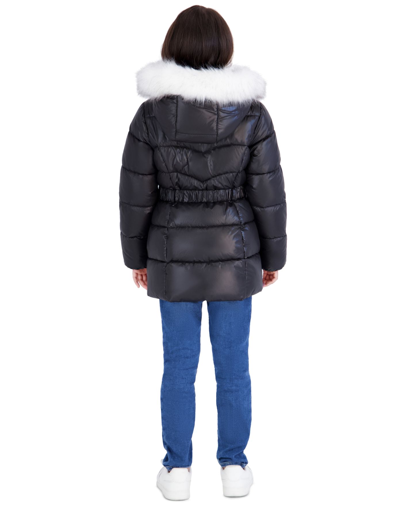 Куртка Michael Kors Belted Stadium Length MK Logo Long-Sleeve Jacket для девочек-малышей, цвет: Чёрный — фото 6