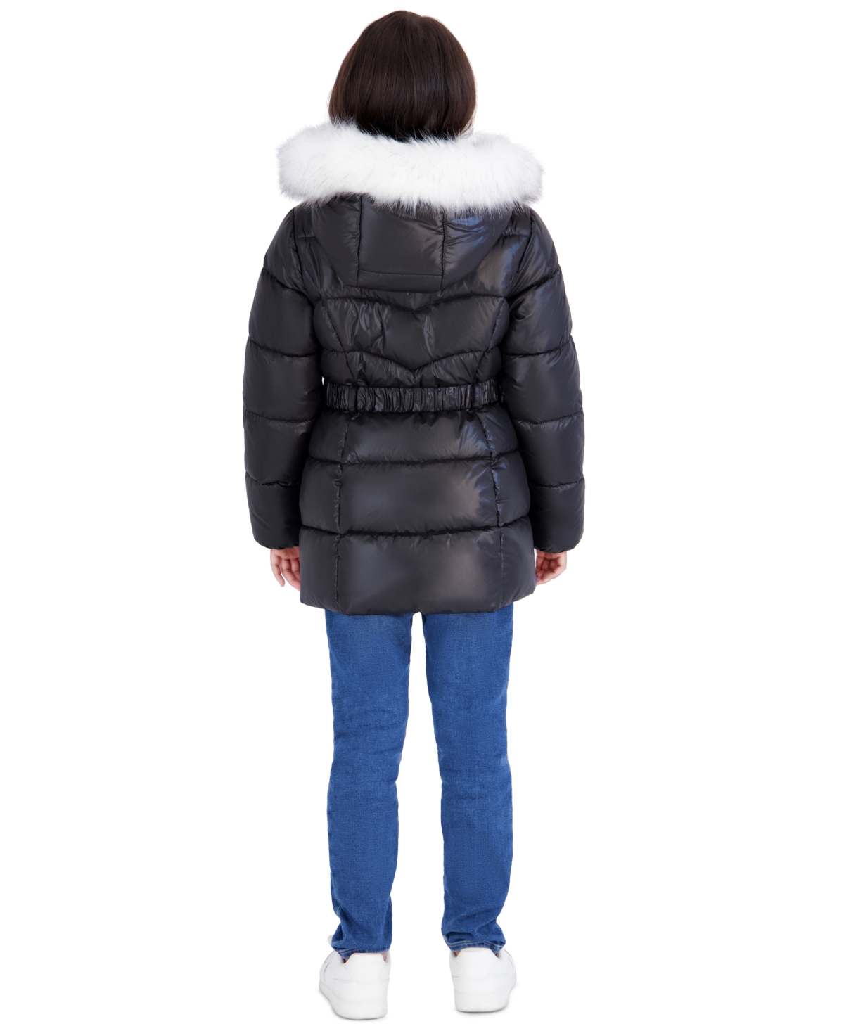 Michael Kors Toddler Girls' 2T-5T Belted Stadium Length Mk Logo Long-Sleeve Jacket