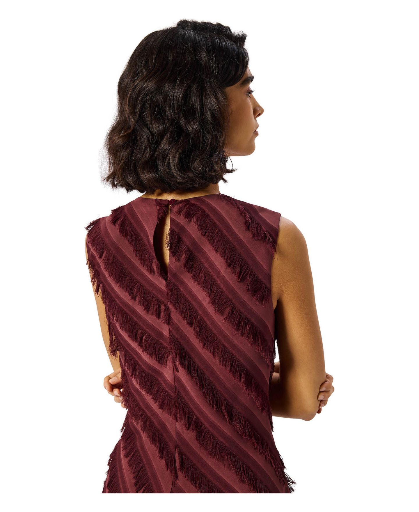 Женское платье Whistles Fringe-Textured Sleeveless Midi, цвет: Коричневый — фото 3