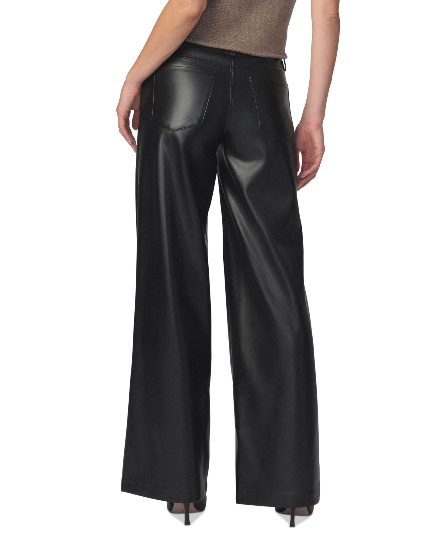 Женские брюки Joe's Jeans Lou Lou Faux Leather Wide-Leg, цвет: Чёрный — фото 5